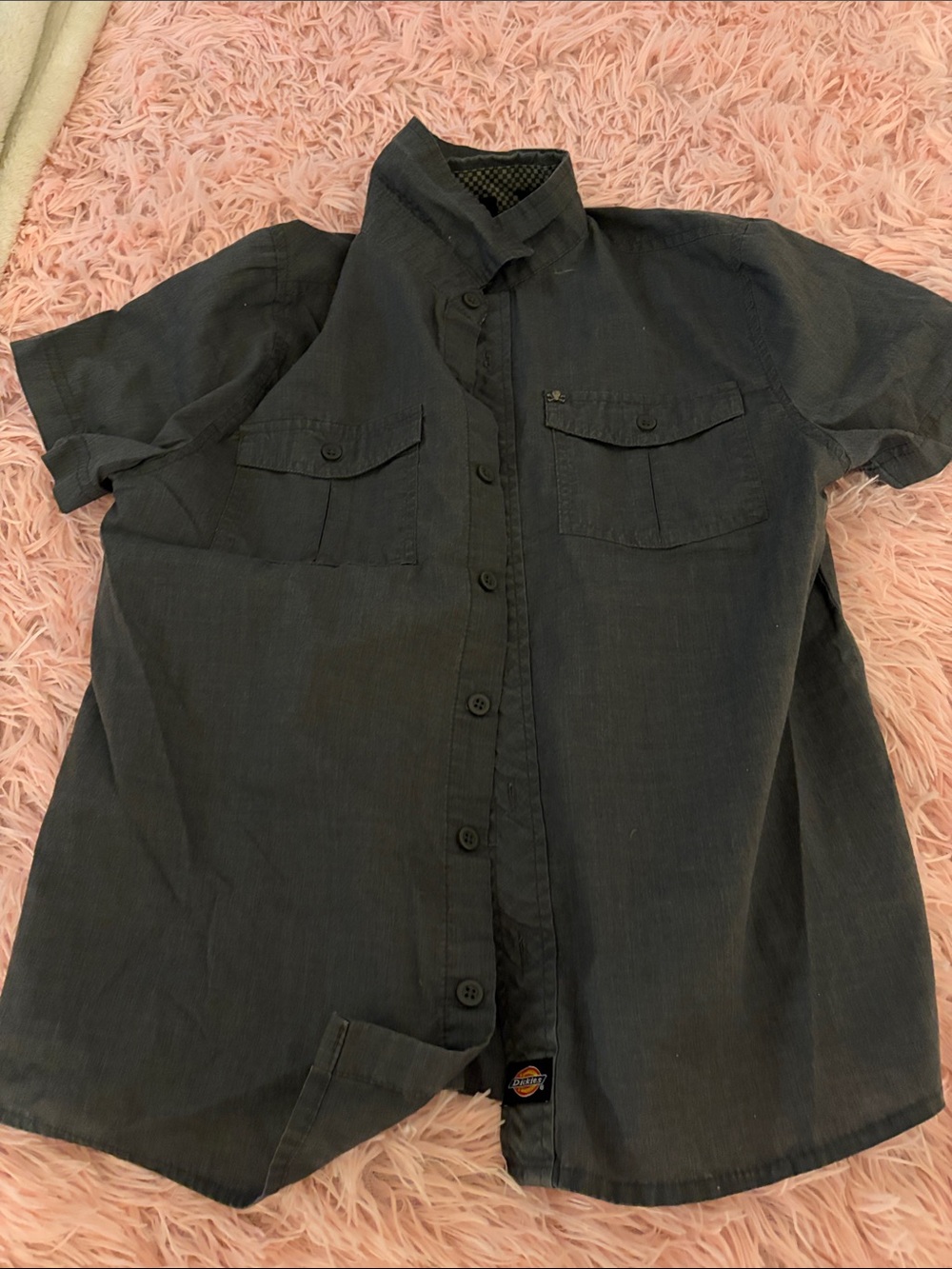 Dickies Men’s Short-Sleeve Button-Down Shirt - Charcoal Gray